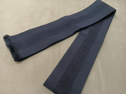 平和屋着物●男性　本場筑前博多織　両面　角帯　献上　鉄紺色　正絹　逸品　CABJ7431vp
