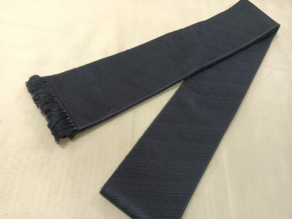 平和屋着物●男性　本場筑前博多織　両面　角帯　献上　鉄紺色　正絹　逸品　CABJ7431vp