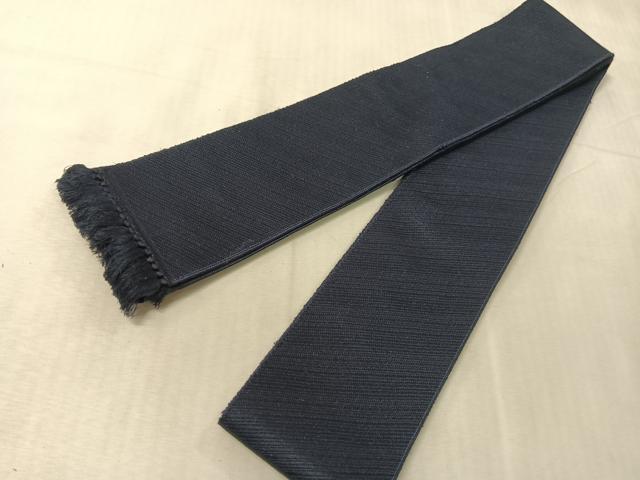 平和屋着物●男性　本場筑前博多織　両面　角帯　献上　鉄紺色　正絹　逸品　CABJ7431vp