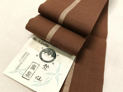 平和屋着物●竺仙　男性　角帯　間道　証紙付き　綿　逸品　CABJ7433vp