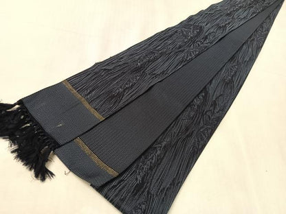 平和屋着物●男性　本場筑前博多織　角帯　立波文　正絹　逸品　CABJ7436vp