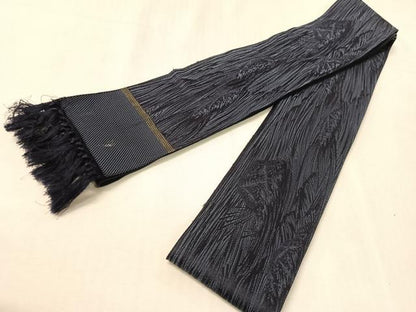 平和屋着物●男性　本場筑前博多織　角帯　立波文　正絹　逸品　CABJ7436vp