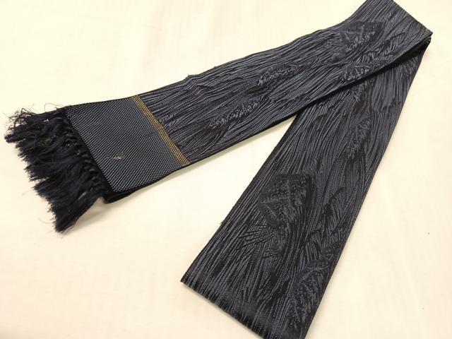 平和屋着物●男性　本場筑前博多織　角帯　立波文　正絹　逸品　CABJ7436vp