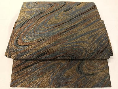 平和屋着物●染織作家　染織デザイナー　大島明　つけ帯　流水文　正絹　逸品　CABJ7445vp