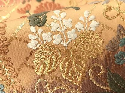 平和屋着物●ワンタッチつけ帯　唐織　草花文　金糸　正絹　逸品　CABJ7448vp