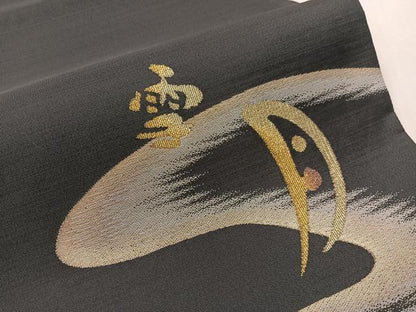 平和屋着物●田中工芸織物　祥園謹製　太鼓柄袋帯　克絲綴　雪月花　金糸　正絹　逸品　CABJ7453vp