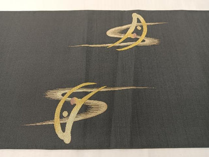 平和屋着物●田中工芸織物　祥園謹製　太鼓柄袋帯　克絲綴　雪月花　金糸　正絹　逸品　CABJ7453vp