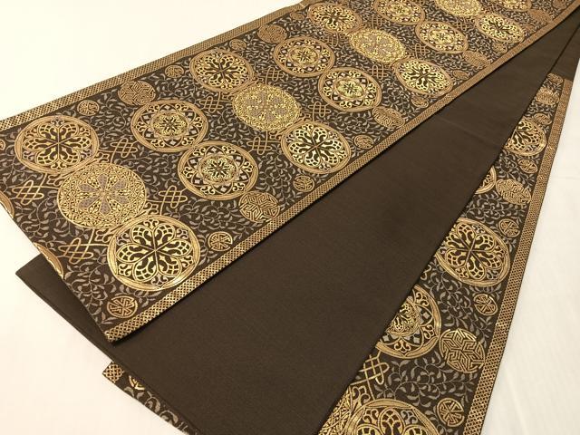 平和屋着物●西陣　織楽浅野　六通柄袋帯　吉祥丸文　金糸　正絹　逸品　CABJ7457vp