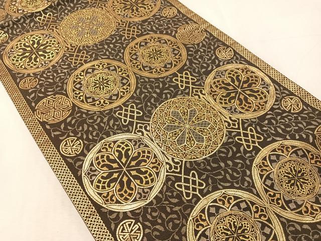 平和屋着物●西陣　織楽浅野　六通柄袋帯　吉祥丸文　金糸　正絹　逸品　CABJ7457vp