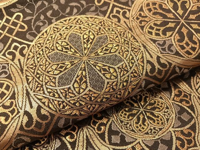 平和屋着物●西陣　織楽浅野　六通柄袋帯　吉祥丸文　金糸　正絹　逸品　CABJ7457vp
