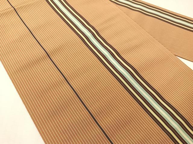 平和屋着物●本場筑前博多織　八寸名古屋帯　間道　正絹　逸品　CABJ7460vp