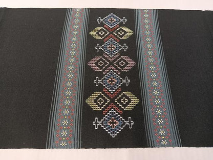平和屋着物●八寸名古屋帯　花織　横段吉祥花文　黒地　正絹　逸品　CABJ7461vp