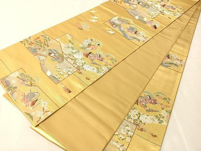 平和屋着物●六通柄袋帯　平安雅貝合文　金銀糸　正絹　逸品　CABJ7463vp