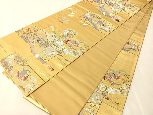 平和屋着物●六通柄袋帯　平安雅貝合文　金銀糸　正絹　逸品　CABJ7463vp