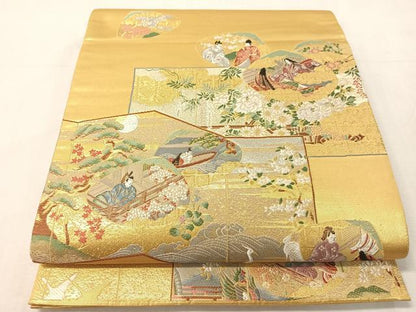 平和屋着物●六通柄袋帯　平安雅貝合文　金銀糸　正絹　逸品　CABJ7463vp