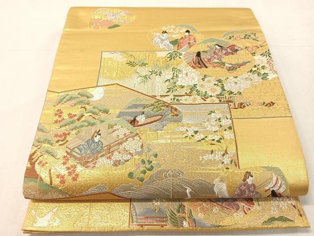 平和屋着物●六通柄袋帯　平安雅貝合文　金銀糸　正絹　逸品　CABJ7463vp