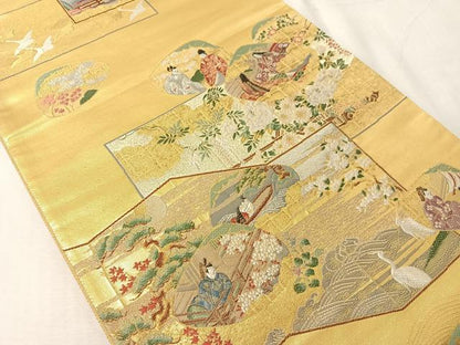 平和屋着物●六通柄袋帯　平安雅貝合文　金銀糸　正絹　逸品　CABJ7463vp