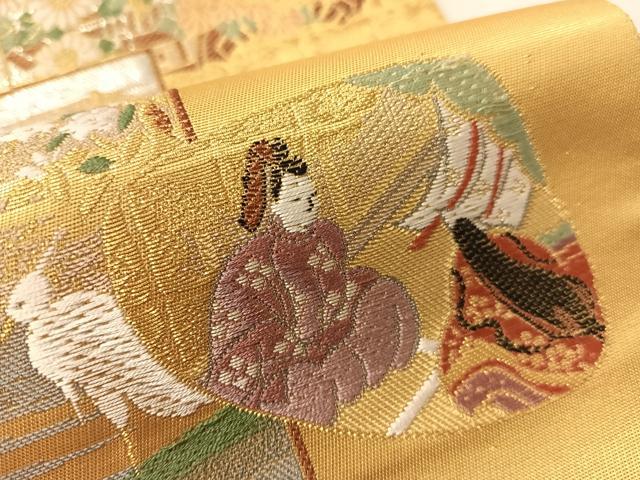 平和屋着物●六通柄袋帯　平安雅貝合文　金銀糸　正絹　逸品　CABJ7463vp