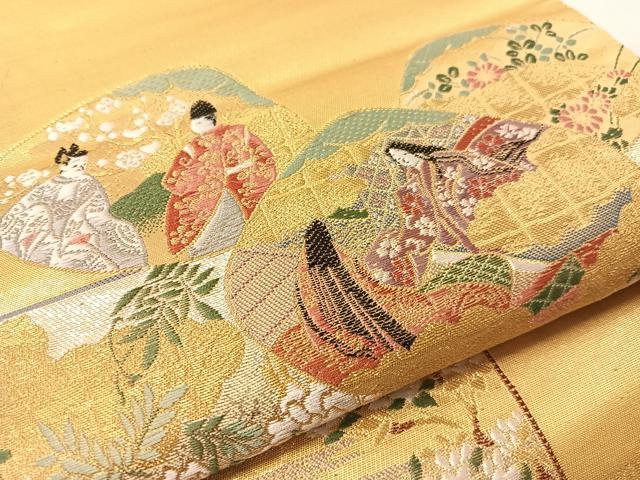 平和屋着物●六通柄袋帯　平安雅貝合文　金銀糸　正絹　逸品　CABJ7463vp