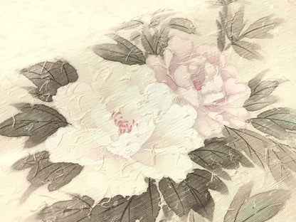 平和屋着物●九寸名古屋帯　作家物　手描き　ひげ紬　草花文　正絹　逸品　CABJ7464vp