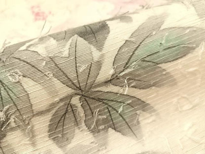 平和屋着物●九寸名古屋帯　作家物　手描き　ひげ紬　草花文　正絹　逸品　CABJ7464vp