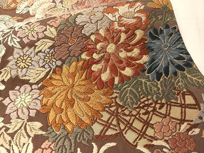 平和屋着物●六通柄袋帯　唐織　花篭文　金糸　正絹　逸品　CABJ7465vp