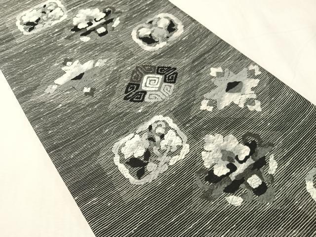 平和屋着物●六通柄袋帯　唐織　吉祥花菱文　銀糸　正絹　逸品　未使用　CABJ7467vp