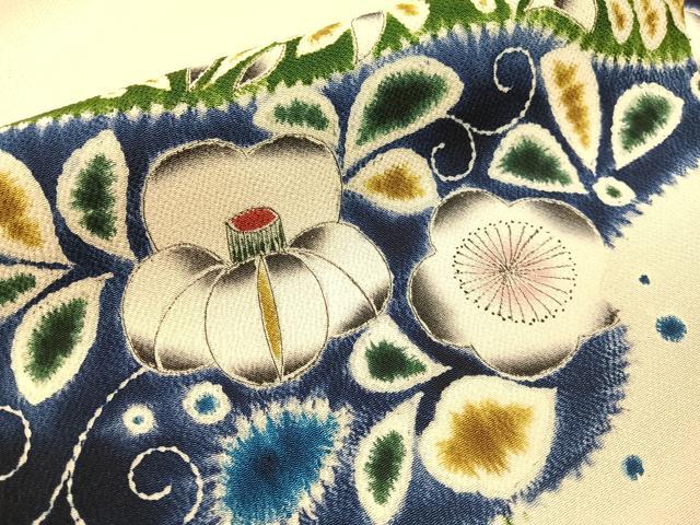 平和屋着物●九寸名古屋帯　手描き　絞り　辻が花　鬼しぼ縮緬　正絹　逸品　CABJ7473vp