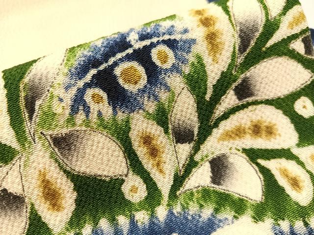 平和屋着物●九寸名古屋帯　手描き　絞り　辻が花　鬼しぼ縮緬　正絹　逸品　CABJ7473vp