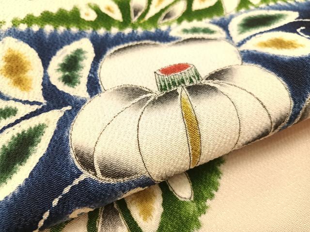 平和屋着物●九寸名古屋帯　手描き　絞り　辻が花　鬼しぼ縮緬　正絹　逸品　CABJ7473vp