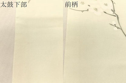 平和屋着物●塩瀬　九寸開き名古屋帯　手描き枝花文　正絹　逸品　CABJ7477vp