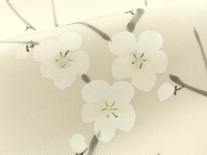 平和屋着物●塩瀬　九寸開き名古屋帯　手描き枝花文　正絹　逸品　CABJ7477vp