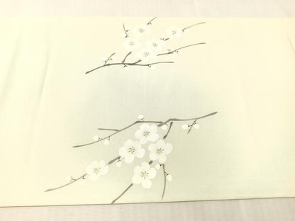 平和屋着物●塩瀬　九寸開き名古屋帯　手描き枝花文　正絹　逸品　CABJ7477vp