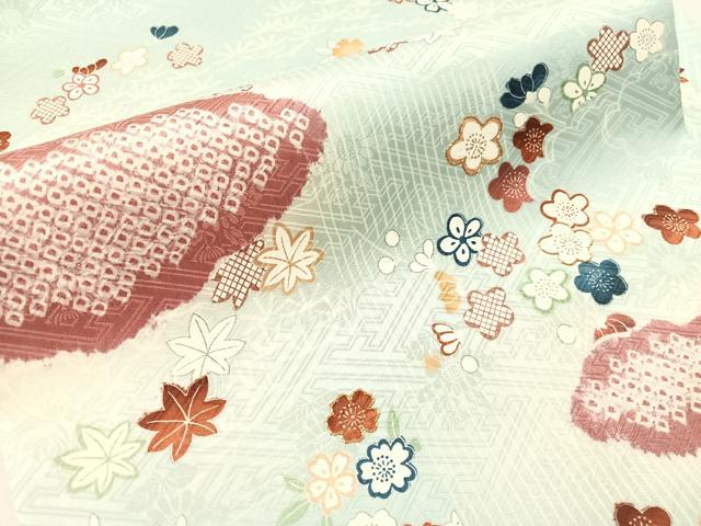 平和屋着物●九寸名古屋帯　駒刺繍　絞り　雲取り花文　正絹　逸品　CABJ7481vp