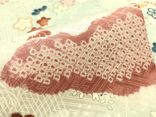 平和屋着物●九寸名古屋帯　駒刺繍　絞り　雲取り花文　正絹　逸品　CABJ7481vp