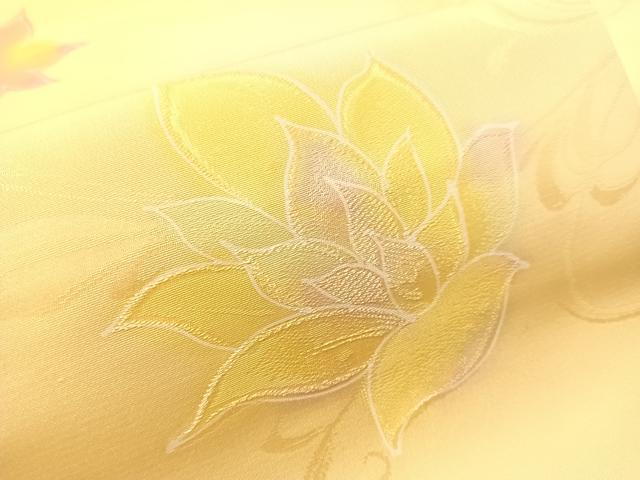 平和屋着物●塩瀬　全通柄　九寸名古屋帯　地紋起こし　舞花文　正絹　逸品　CABJ7483vp