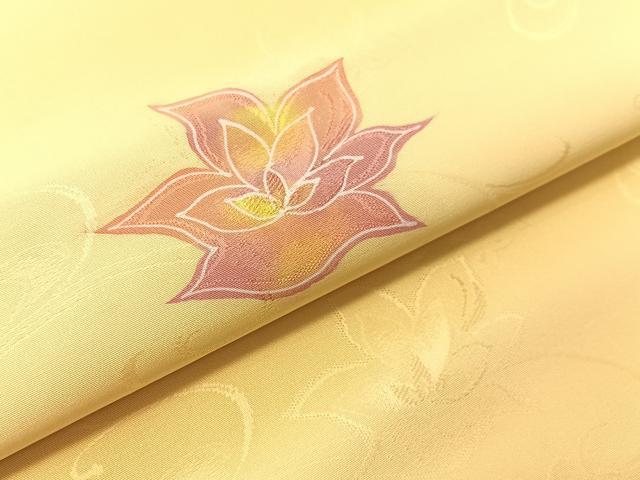 平和屋着物●塩瀬　全通柄　九寸名古屋帯　地紋起こし　舞花文　正絹　逸品　CABJ7483vp