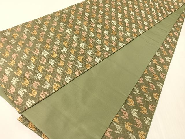平和屋着物●名物裂一筋　西陣・あらいそ謹製　全通柄袋帯　荒磯　金糸　正絹　逸品　CABJ7484vp