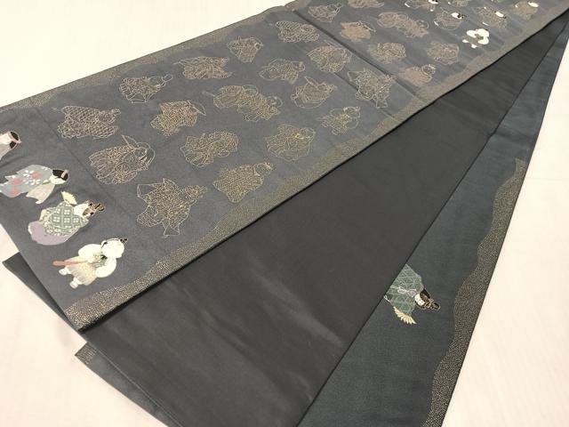 平和屋着物●太鼓柄袋帯　紹巴　唐子　金糸　正絹　逸品　未使用　CABJ7485vp