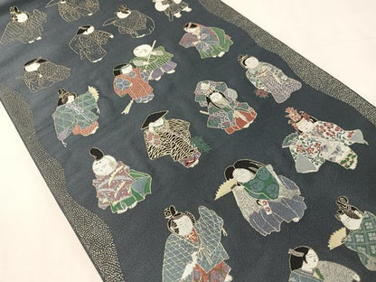 平和屋着物●太鼓柄袋帯　紹巴　唐子　金糸　正絹　逸品　未使用　CABJ7485vp