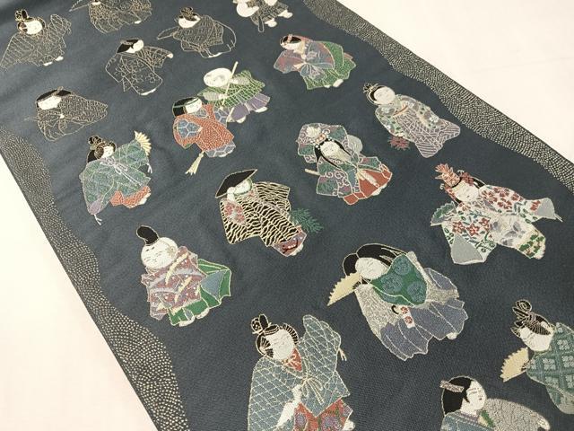 平和屋着物●太鼓柄袋帯　紹巴　唐子　金糸　正絹　逸品　未使用　CABJ7485vp