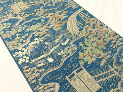 平和屋着物●西陣　川島織物　六通柄　本袋帯　御所解文　金糸　正絹　逸品　CABJ7488vp
