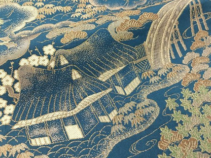 平和屋着物●西陣　川島織物　六通柄　本袋帯　御所解文　金糸　正絹　逸品　CABJ7488vp