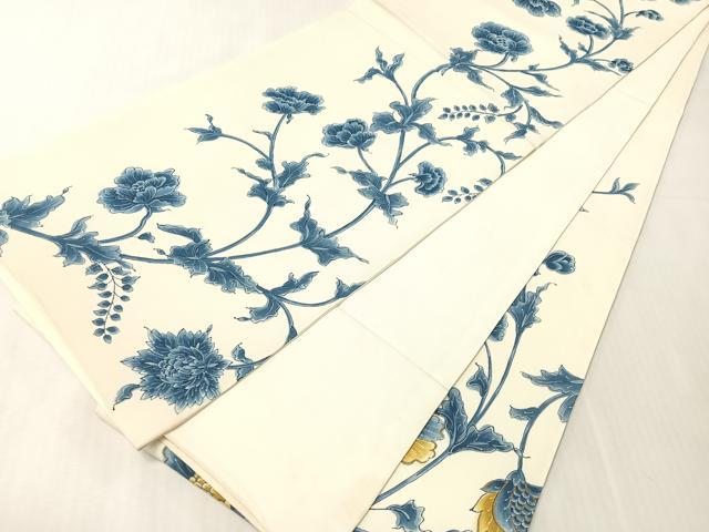 平和屋着物●塩瀬　六通柄袋帯　更紗唐草文　金彩　正絹　逸品　未使用　CABJ7489vp