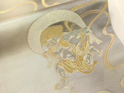 平和屋着物●六通柄袋帯　風神雷神　金銀糸　引箔　正絹　逸品　CABJ7490vp