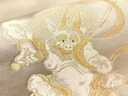平和屋着物●六通柄袋帯　風神雷神　金銀糸　引箔　正絹　逸品　CABJ7490vp