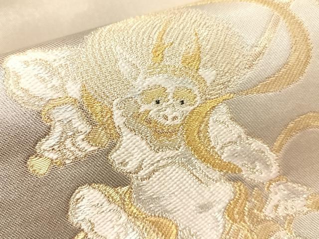平和屋着物●六通柄袋帯　風神雷神　金銀糸　引箔　正絹　逸品　CABJ7490vp