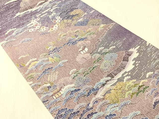 平和屋着物●両方向　全通柄袋帯　御所解文　銀通し地　正絹　逸品　CABJ7491vp