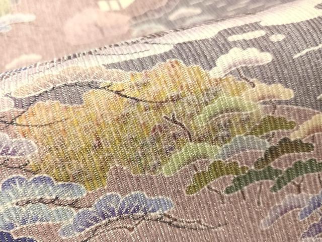 平和屋着物●両方向　全通柄袋帯　御所解文　銀通し地　正絹　逸品　CABJ7491vp