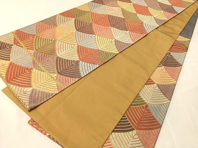 平和屋着物●六通柄袋帯　唐織　菱松葉　金糸　正絹　逸品　CABJ7496vp